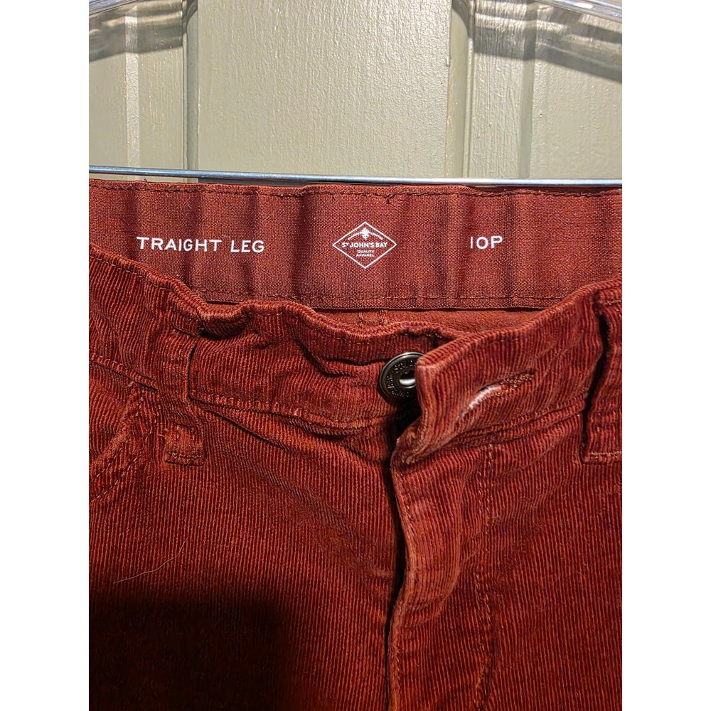 St. John's Bay Rust Orange Corduroy Pants Straight Leg 10 Petite 10P Fall Boho - Picture 2 of 10
